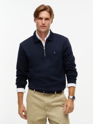 Tommy Hilfiger Men's Quarter-Zip Rugby Sweatshirt - Navy Blue - S
