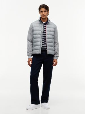 Мужская толстовка Tommy Hilfiger TH Performance Mixed-Media Zip, цвет: Средний серый меланжевый — фото 2