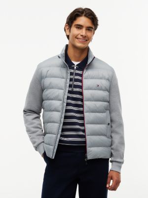 Tommy Hilfiger Men's TH Performance Mixed-Media Zip Sweatshirt - Medium Grey Heather - M
