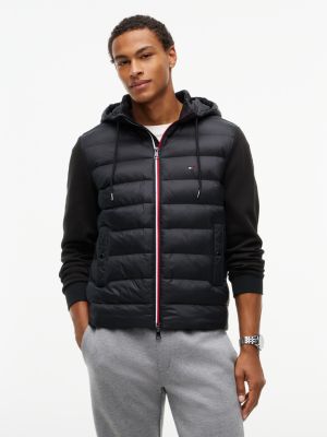 Мужское худи Tommy Hilfiger TH Performance Mixed-Media Zip, цвет: Чёрный — фото 1