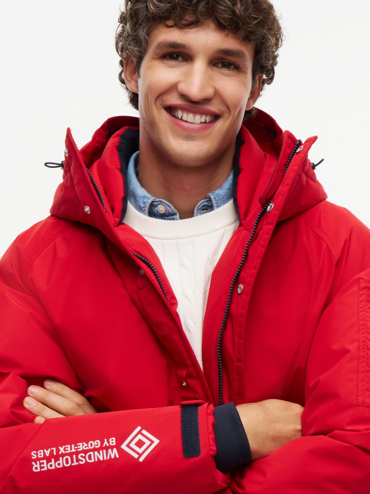 Water-Repellent Down Parka — Red