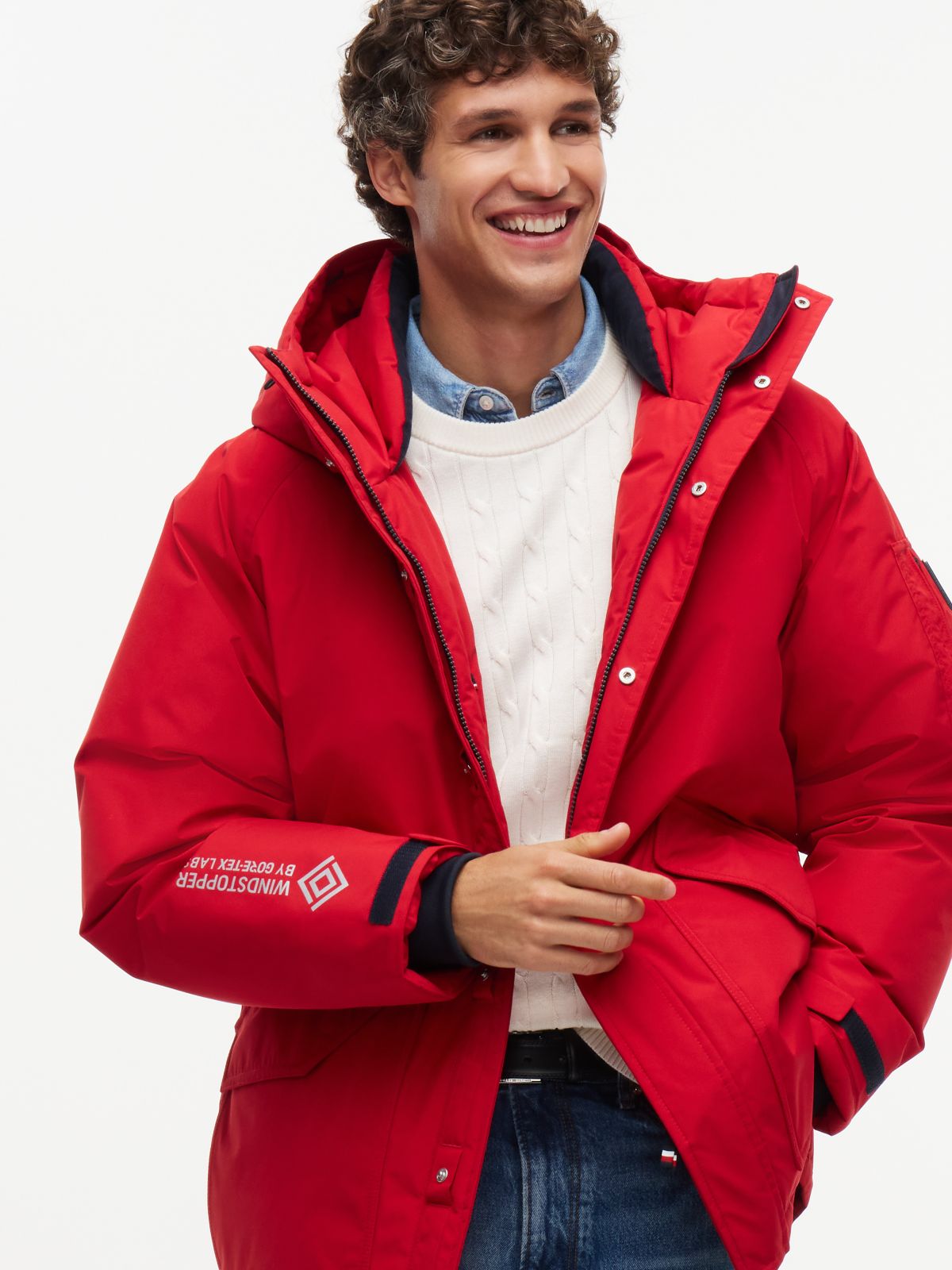 Water-Repellent Down Parka — Red
