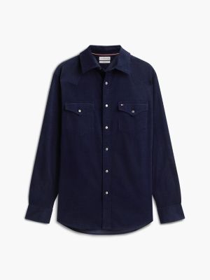 Мужская рубашка Tommy Hilfiger Regular Fit Corduroy Western, цвет: Тёмно-синий — фото 5