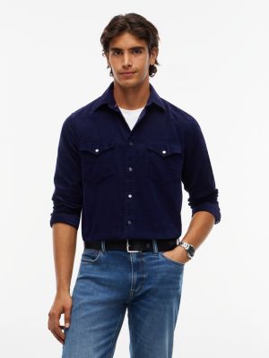 Мужская рубашка Tommy Hilfiger Regular Fit Corduroy Western, цвет: Тёмно-синий — фото 1