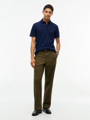 Мужское поло Tommy Hilfiger Regular Fit Short-Sleeve Waffled Polo, цвет: Карбоновый тёмно-синий — фото 2