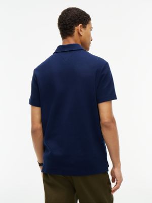 Мужское поло Tommy Hilfiger Regular Fit Short-Sleeve Waffled Polo, цвет: Карбоновый тёмно-синий — фото 4