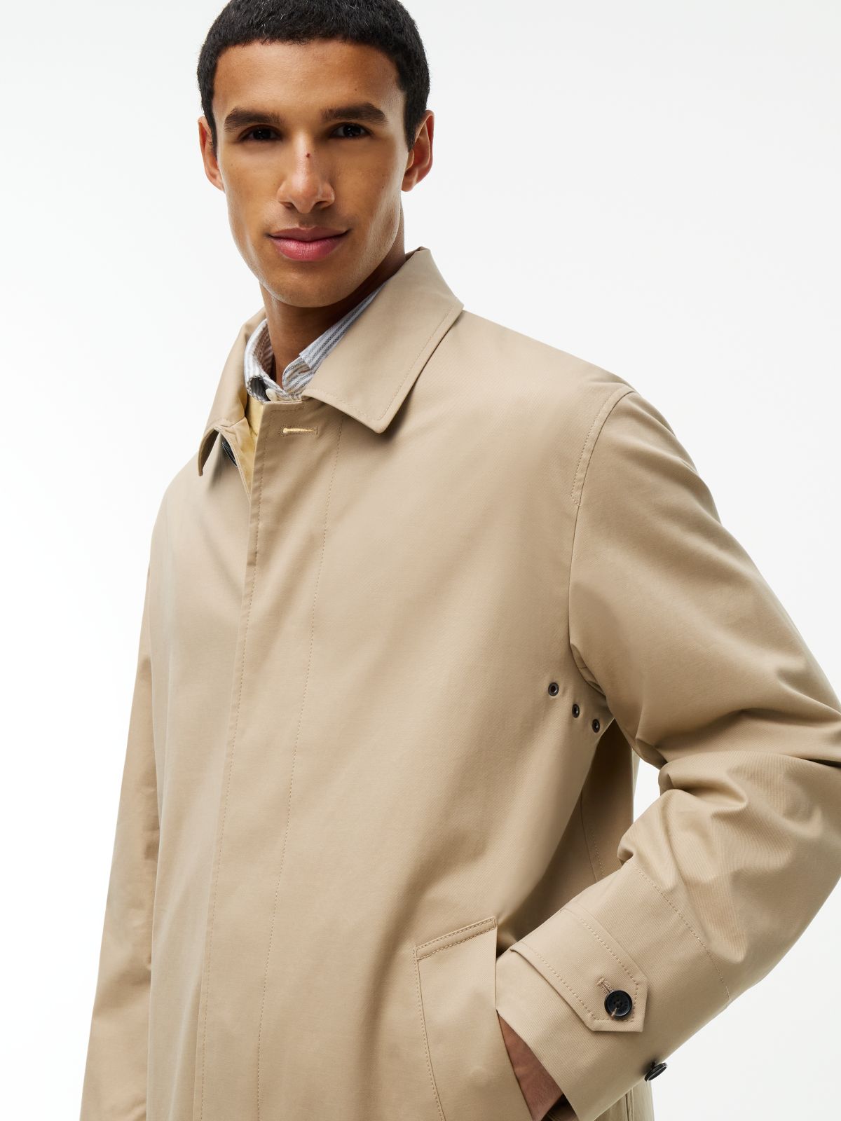 Water-Repellent Twill Car Coat — Khaki