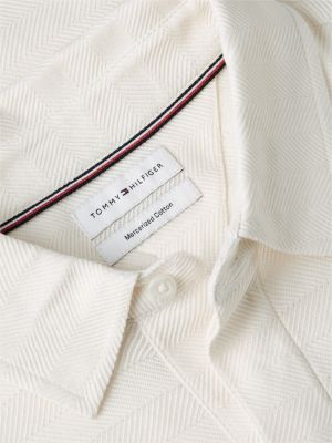 Мужское поло Tommy Hilfiger Regular Fit Herringbone Jacquard Polo, цвет: Слоновая кость — фото 6