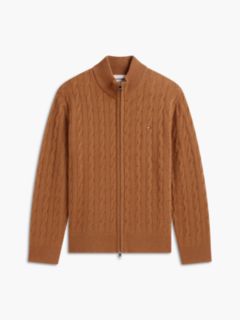 Cable Knit Lambswool Zip Cardigan — Timeless Tawny 5