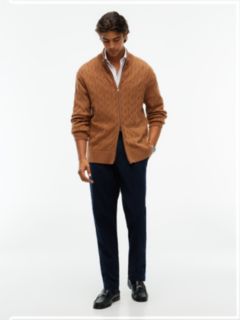 Cable Knit Lambswool Zip Cardigan — Timeless Tawny 2