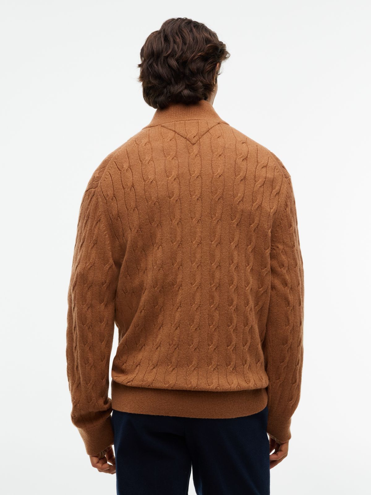 Cable Knit Lambswool Zip Cardigan — Timeless Tawny