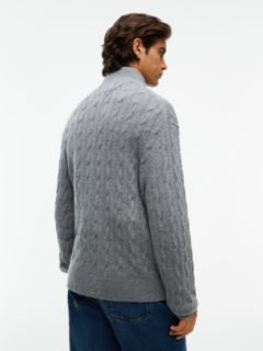 Cable Knit Lambswool Zip Cardigan — Grey Heather 4