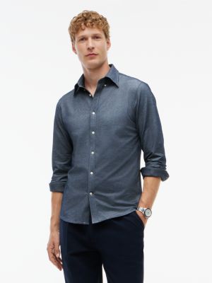 Tommy Hilfiger Men's New York Label Slim Fit Wicking Shirt - Carbon Navy - 41/R