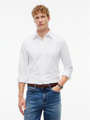 New York Label Slim Fit Wicking Shirt, White