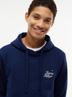 Мужское худи Tommy Hilfiger Embroidered Script Logo, цвет: Карбоновый тёмно-синий — фото 3
