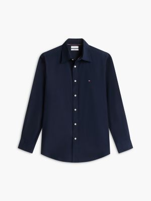 Regular Fit Brushed Cotton Shirt, Navy Blue