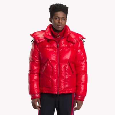 tommy jeans red puffer jacket