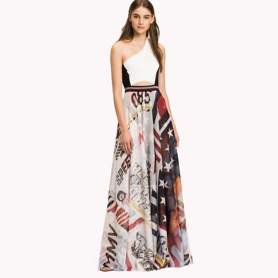 One Shoulder Logo Maxi Dress | Tommy 