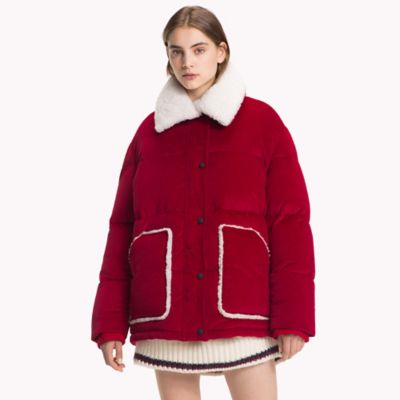 tommy hilfiger red velvet jacket