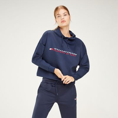 tommy icons cropped hoodie