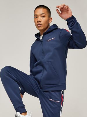 tommy hilfiger full zip tape hoodie navy