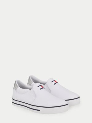 tommy hilfiger white slip on sneakers