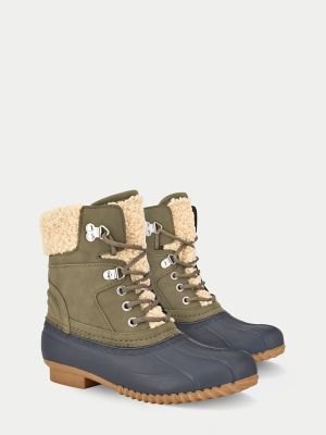 tommy hilfiger rusteen faux shearling lined duck boot