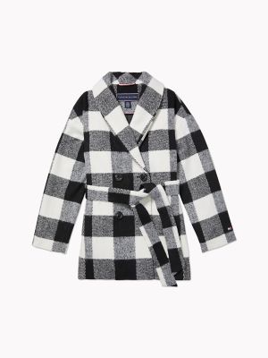 check wool coat womens