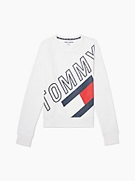 타미 힐피거 우먼 맨투맨 Tommy Hilfiger Essential Cropped Tommy Flag Sweatshirt,WINTER WHITE