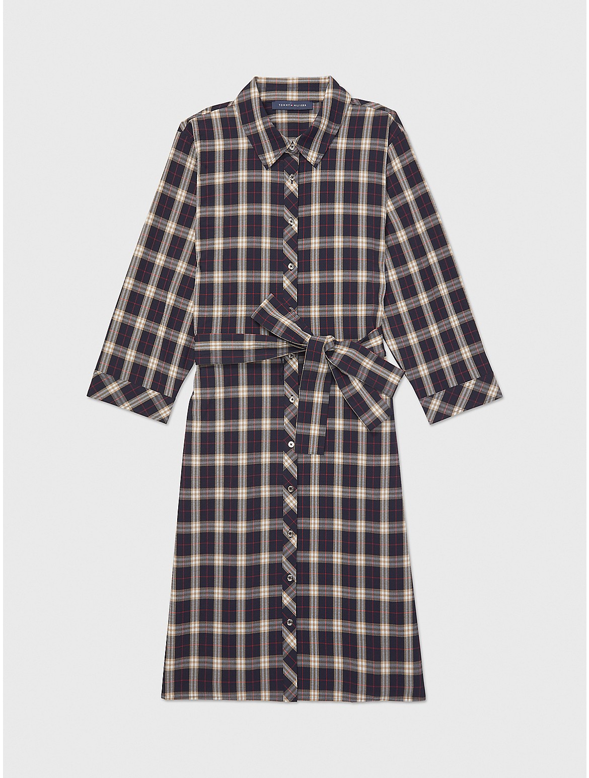 Tommy Hilfiger Curve Plaid Shirtdress In Sky Captain Multi