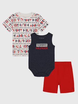 Babies Onesie T Shirt and Short Set 3PC Tommy Hilfiger USA