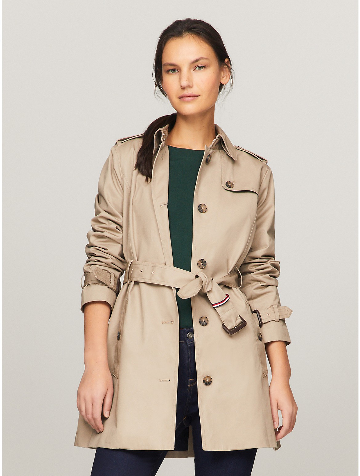 Tommy Hilfiger Women's Belted Single Breasted Trench