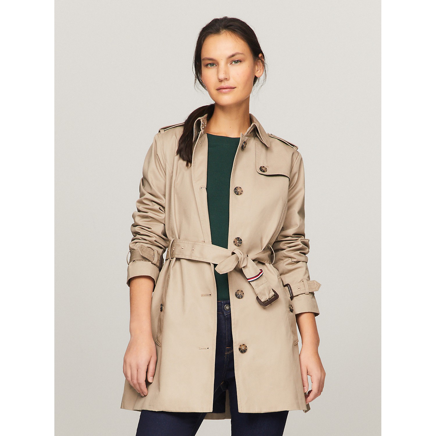 TOMMY HILFIGER Belted Single Breasted Trench