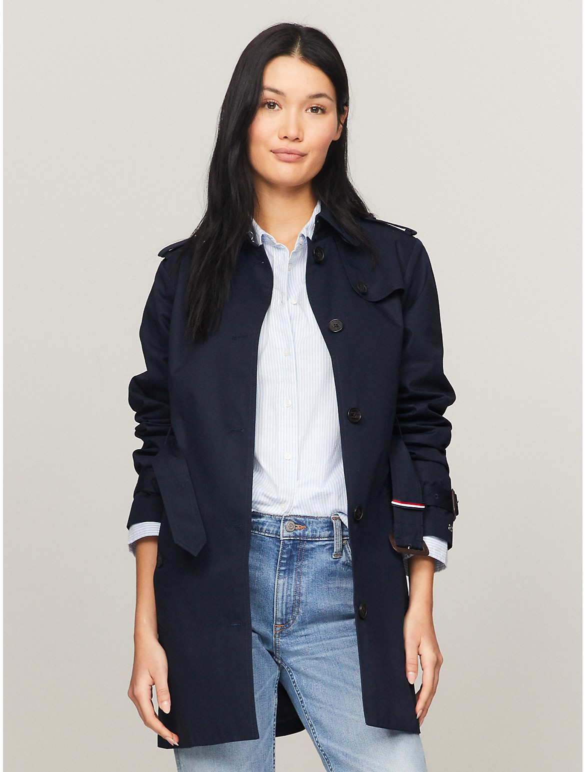 Tommy Hilfiger Women's Belted Single Breasted Trench