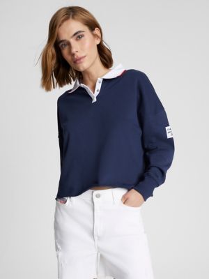 Relaxed Fit Drop Shoulder Long-Sleeve Polo