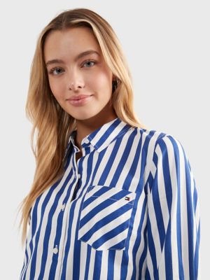 Tommy Hilfiger Classic Fit Women's Roll-Tab-Sleeve Button-Down Shirt Size  Large