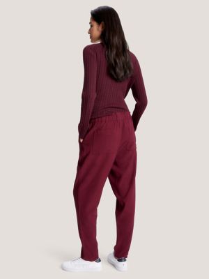 Lightweight Tapered Drawstring Pant, Deep Rouge