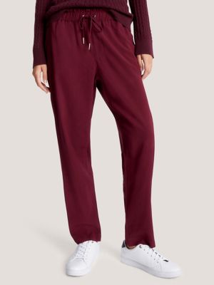 Lightweight Tapered Drawstring Pant, Deep Rouge