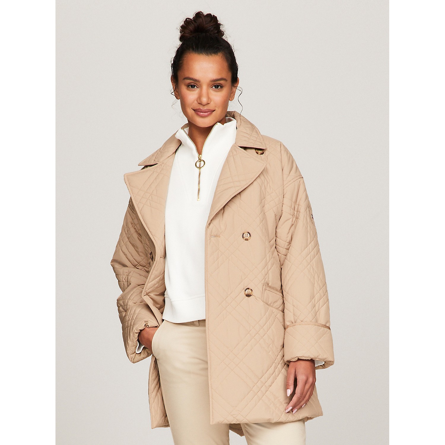 TOMMY HILFIGER Belted Quilted Peacoat