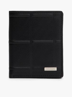 Embossed Leather Bifold Wallet, Black