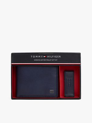 Leather Bifold Wallet & Money Clip Set, Navy