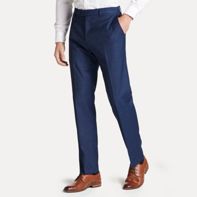 Regular Fit Suit Pant In Blue Plaid 