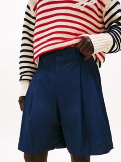 Wide Leg Crinkle Chino Short — Navy 3