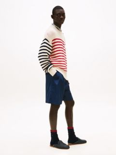 Wide Leg Crinkle Chino Short — Navy 4