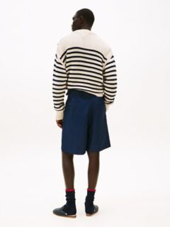 Wide Leg Crinkle Chino Short — Navy 5