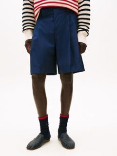 Wide Leg Crinkle Chino Short — Navy 1