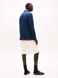 Double-Breasted Crinkle Blazer — Navy 5