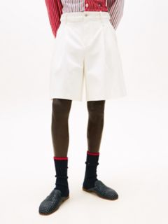 Wide Leg Chino Short — White 1