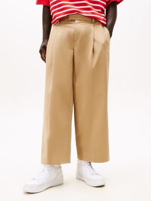 Wide-Leg Stretch Chino, Beige