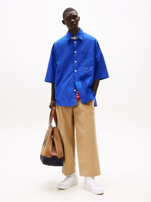 Wide-Leg Stretch Chino, Beige